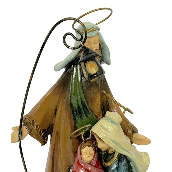 Nativity Figurine Joseph Mary Baby Jesus Hand Painted Resin Wood Christmas Decor - Picture 3 of 9